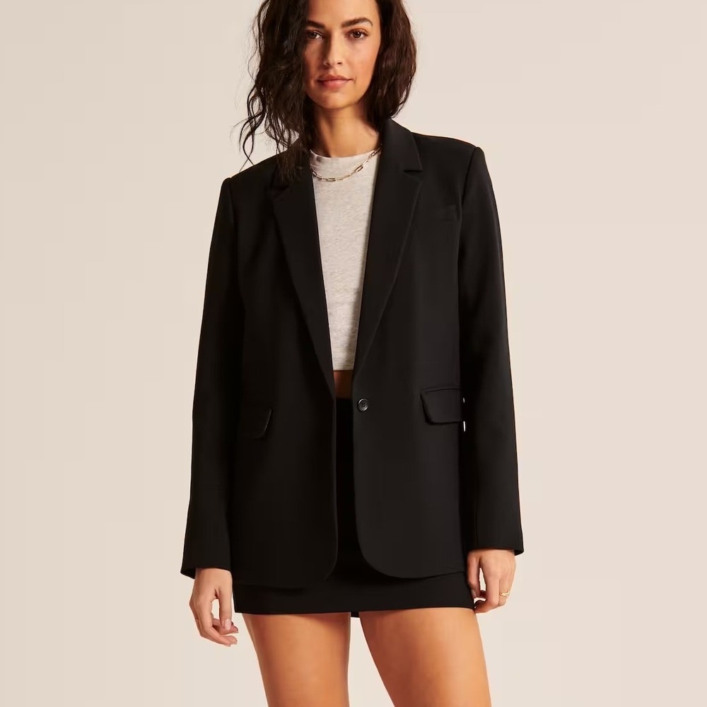 Abercrombie & Fitch Boyfriend Blazer Jacket Navy Blue Small